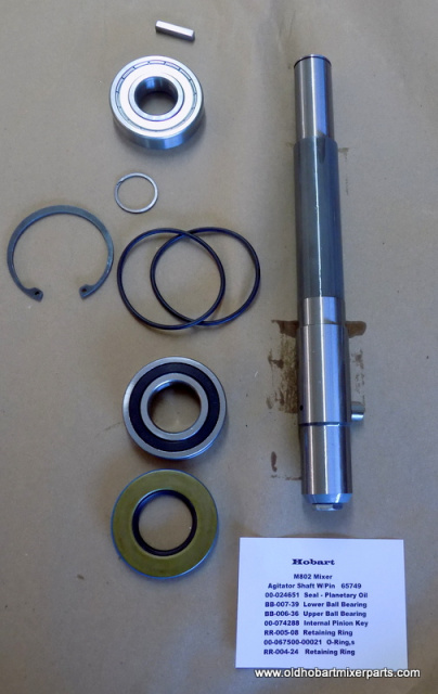 Hobart M802 Mixer Agitator Shaft Repair Kit Shaft w-Pin 65749-00-024651 Oil-Seal-BB-007-39 Lower Bal
